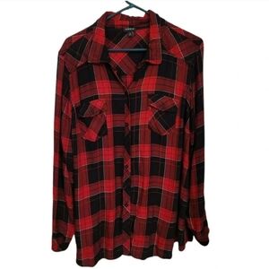 Torrid Black & Red plaid Button Down shirt